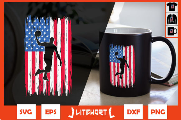 Basketball American Patriotic Flag