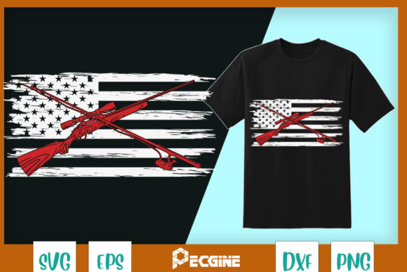 Fishing Rod Hunting Rifle American Flag