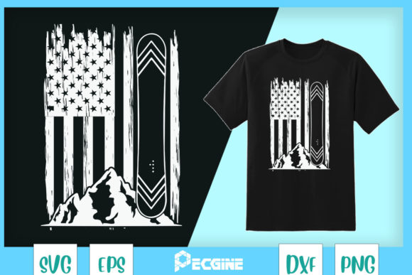Skiing Snowboard American Flag